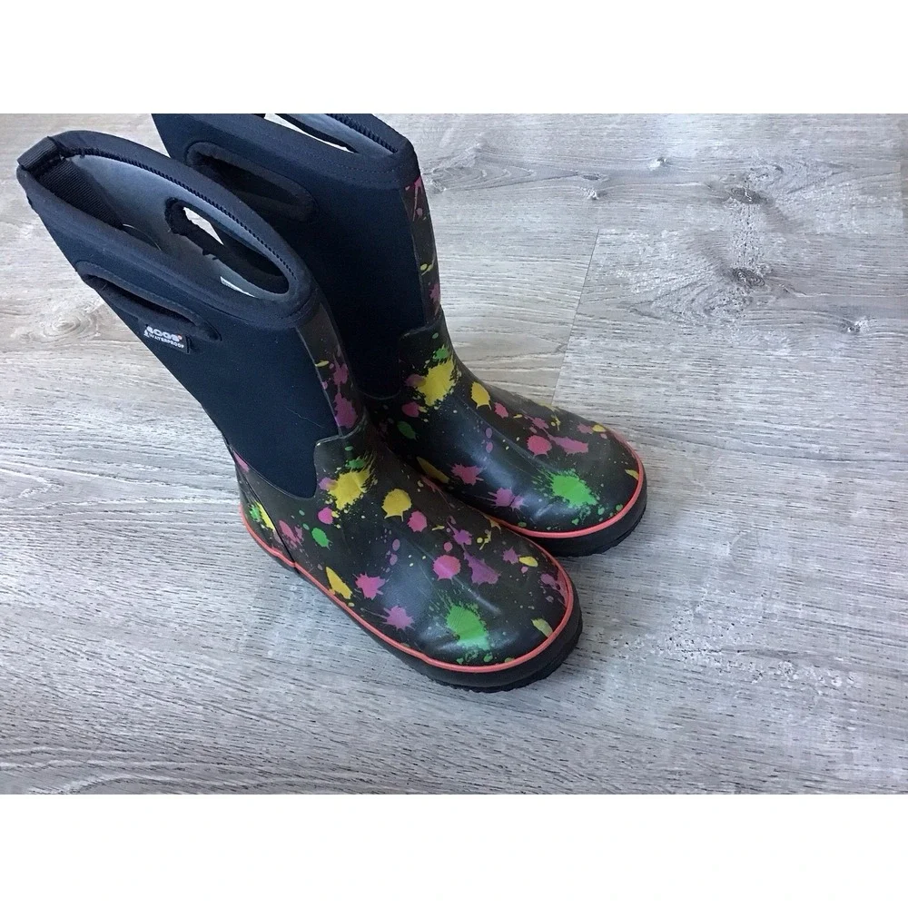 BOGS Youth Size 5 Classic Paint Splat Pull On Winter Snow Boots Kids Boot